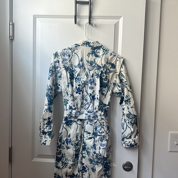 Anthropologie flowered cream/blue jumpsuit, size 0 - Picture 5 of 6